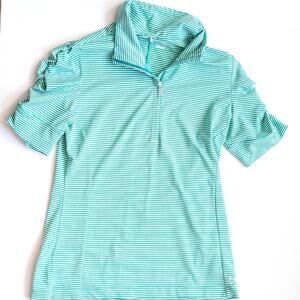 Nike Golf Tour Performance Dri-FIT Striped Shirt Green White Women's Size M